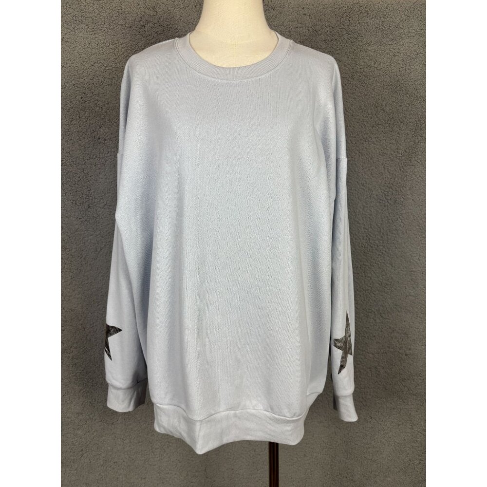 Self Esteem Juniors Women's Star Power Cozy Fleece Lined Sweatshirt Blue XL NWT